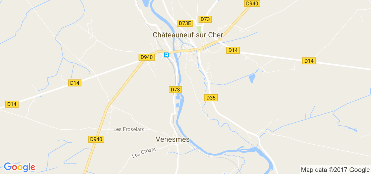 map de la ville de Châteauneuf-sur-Cher