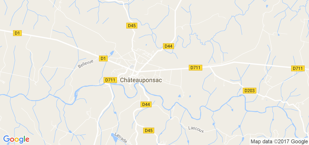 map de la ville de Châteauponsac