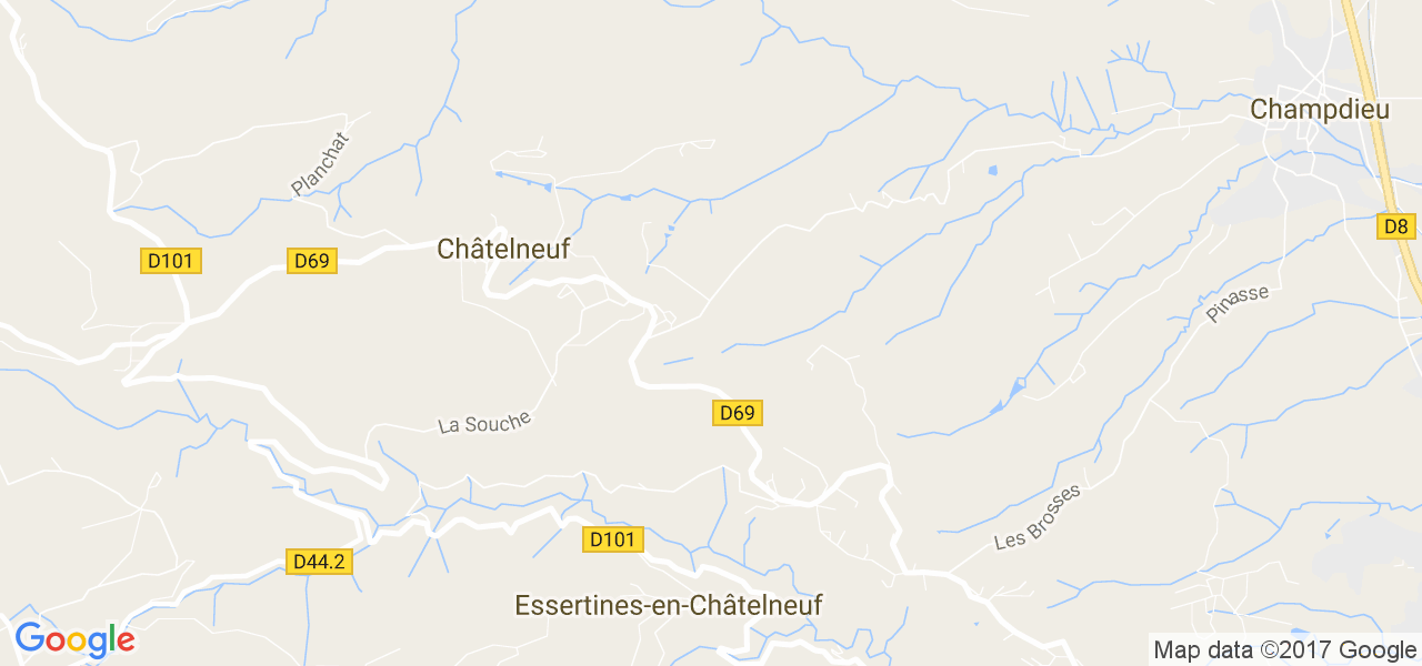 map de la ville de Châtelneuf