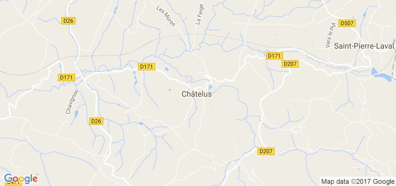 map de la ville de Châtelus