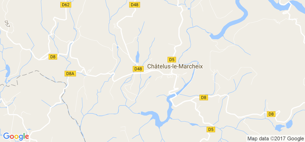 map de la ville de Châtelus-le-Marcheix