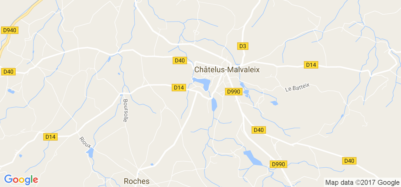 map de la ville de Châtelus-Malvaleix