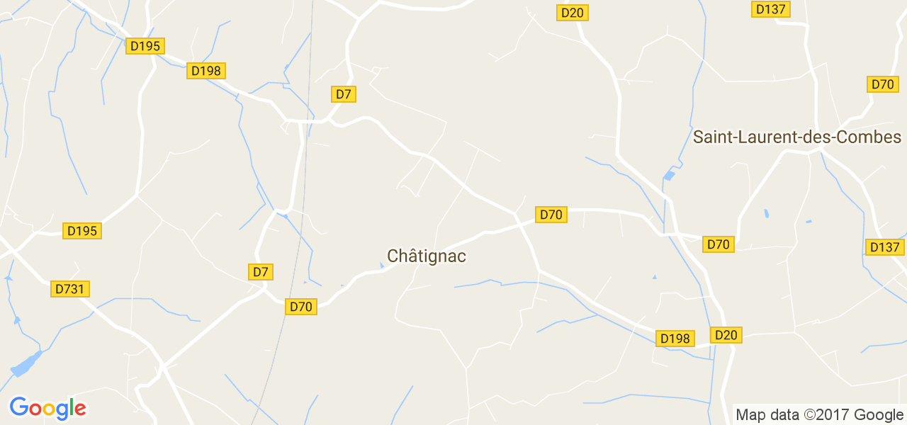 map de la ville de Châtignac