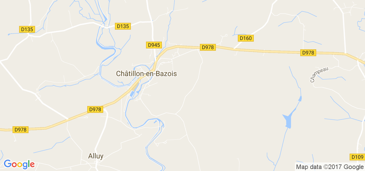 map de la ville de Châtillon-en-Bazois