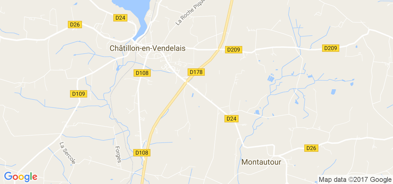 map de la ville de Châtillon-en-Vendelais