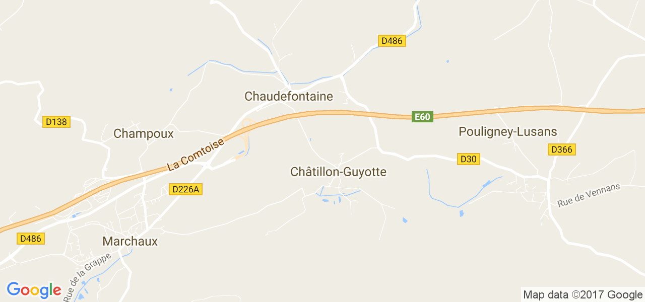 map de la ville de Châtillon-Guyotte