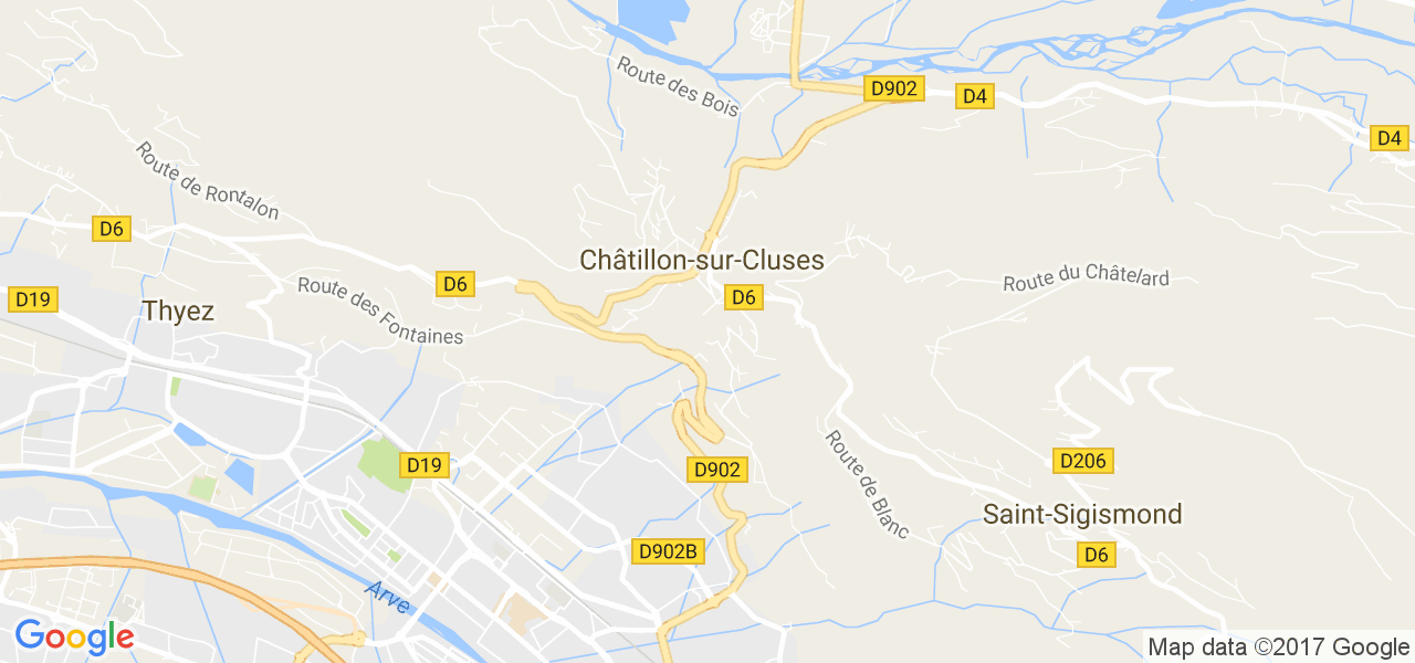 map de la ville de Châtillon-sur-Cluses