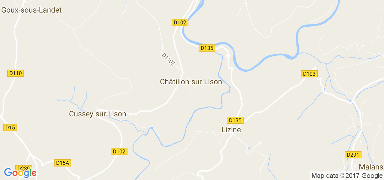 map de la ville de Châtillon-sur-Lison