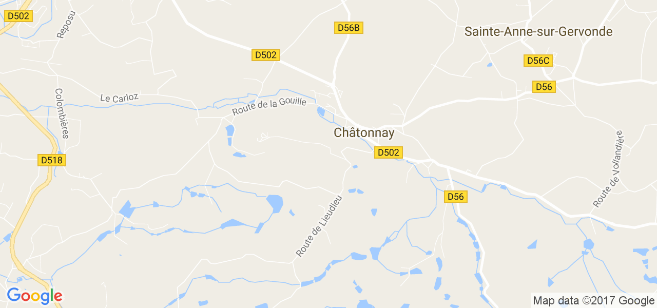 map de la ville de Châtonnay