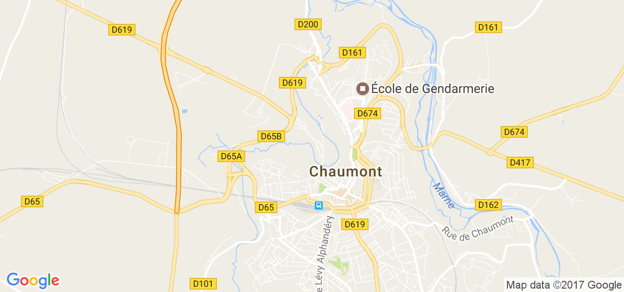 map de la ville de Chaumont