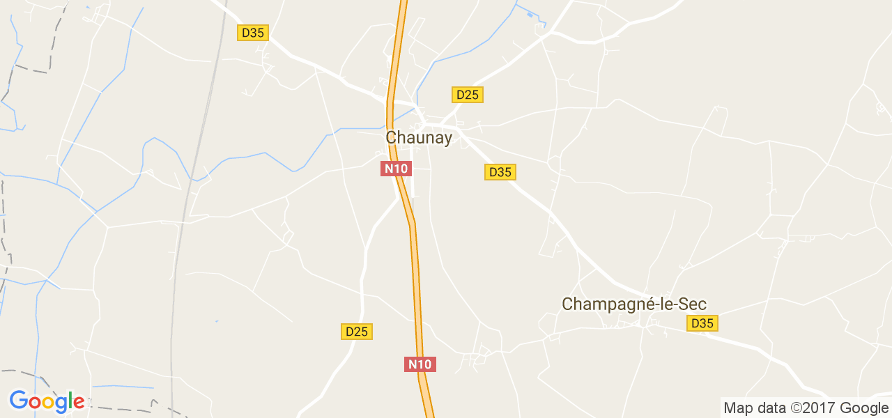 map de la ville de Chaunay