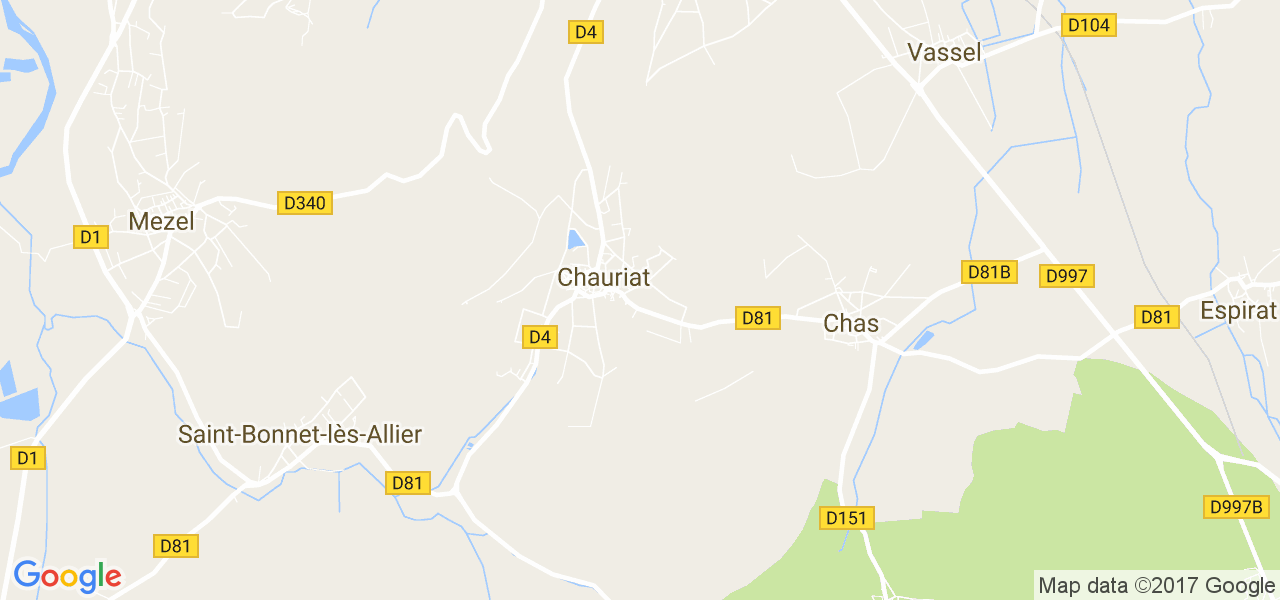 map de la ville de Chauriat