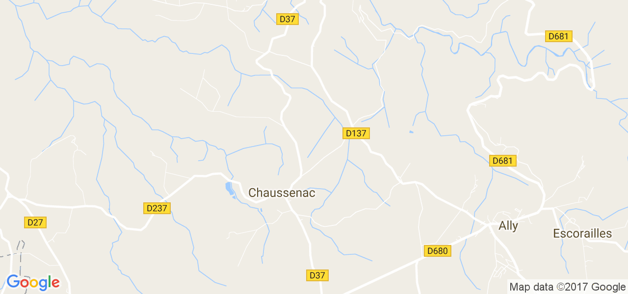 map de la ville de Chaussenac