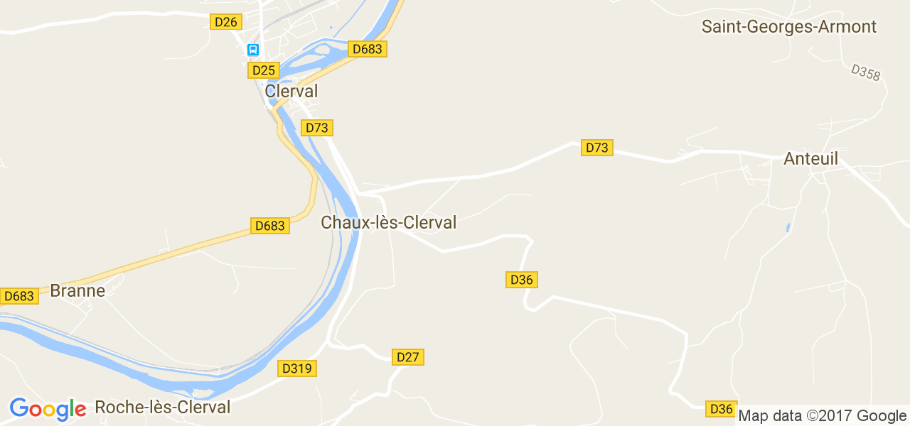 map de la ville de Chaux-lès-Clerval