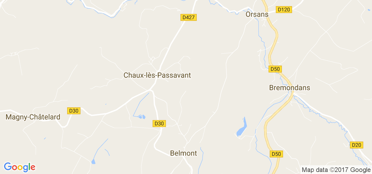 map de la ville de Chaux-lès-Passavant