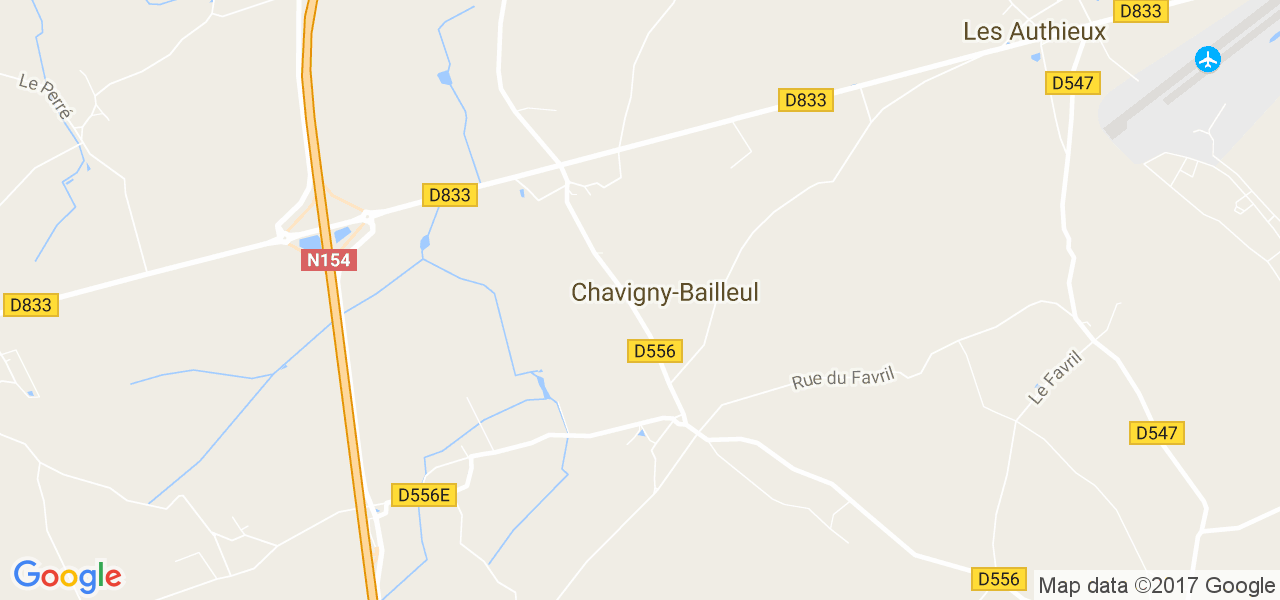 map de la ville de Chavigny-Bailleul