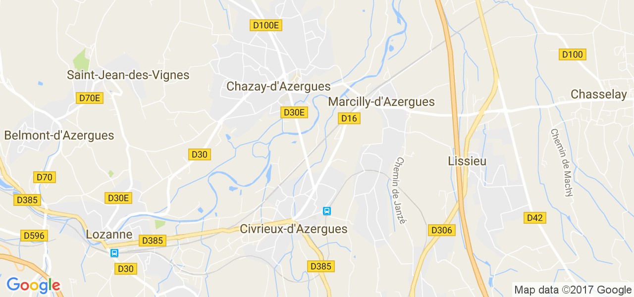 map de la ville de Chazay-d'Azergues