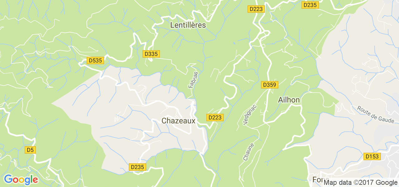 map de la ville de Chazeaux