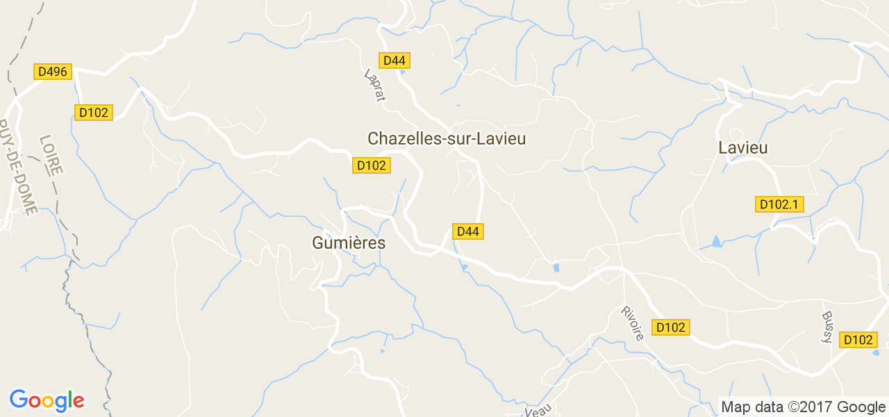 map de la ville de Chazelles-sur-Lavieu