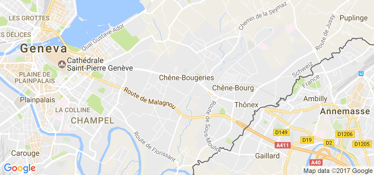 map de la ville de Chêne-Bougeries