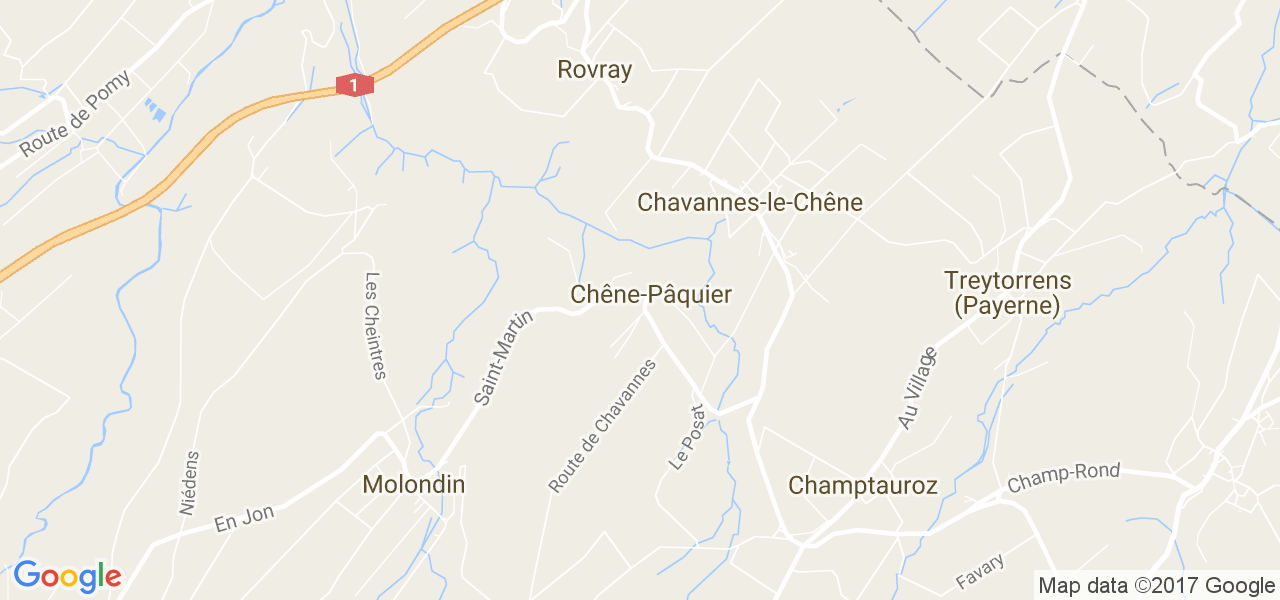 map de la ville de Chêne-Pâquier