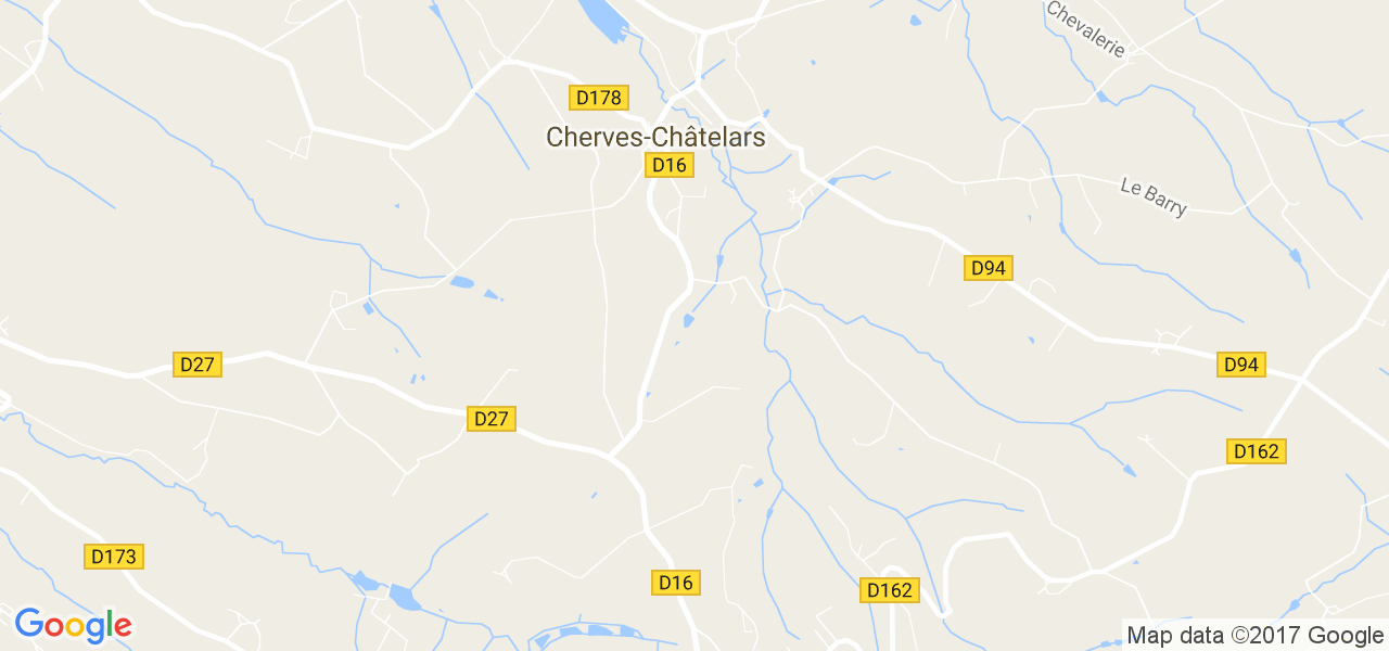 map de la ville de Cherves-Châtelars