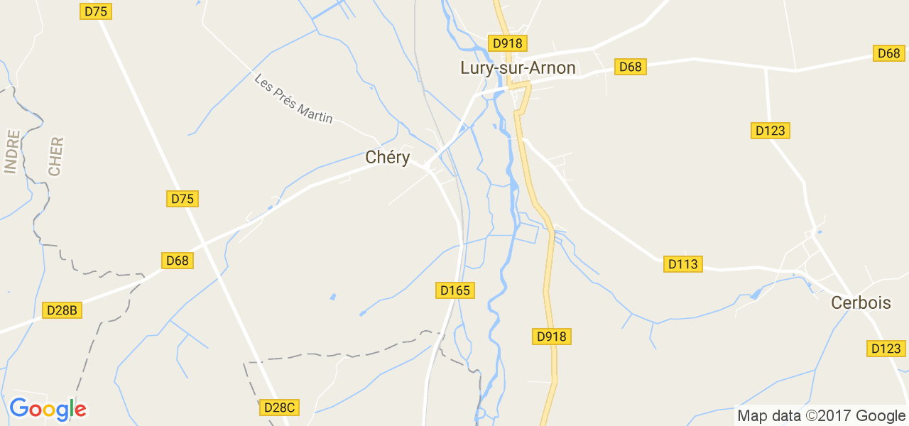 map de la ville de Chéry