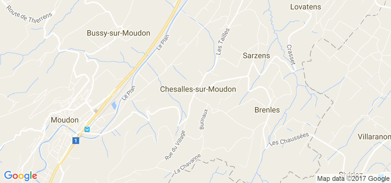 map de la ville de Chesalles-sur-Moudon