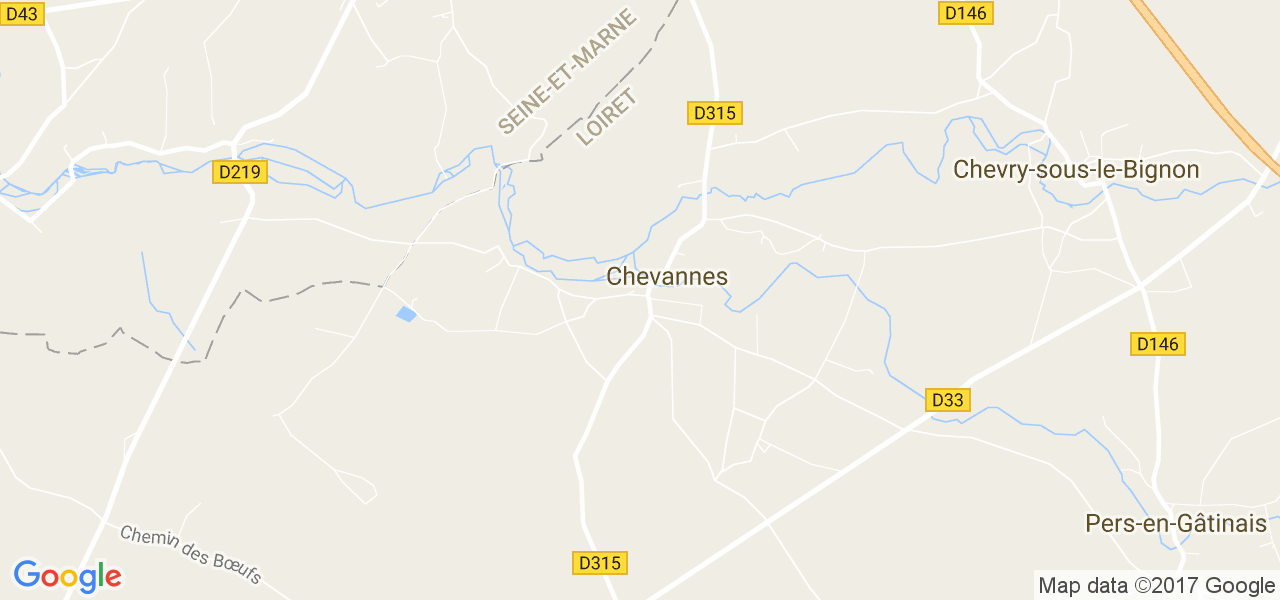 map de la ville de Chevannes