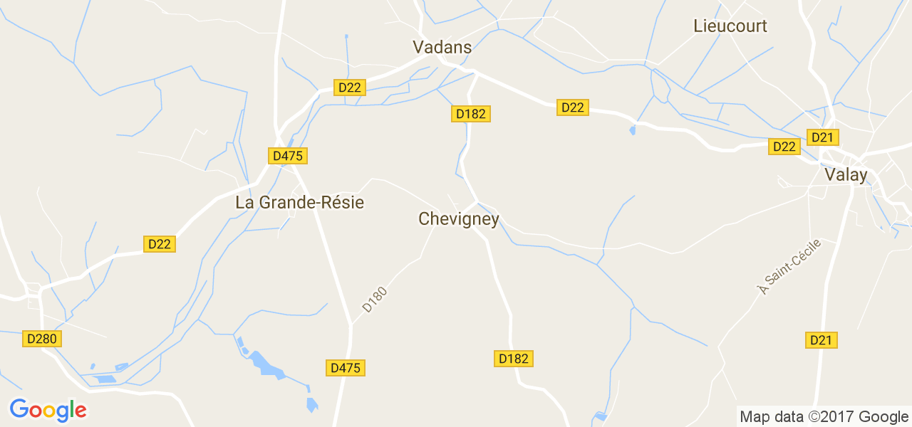 map de la ville de Chevigney