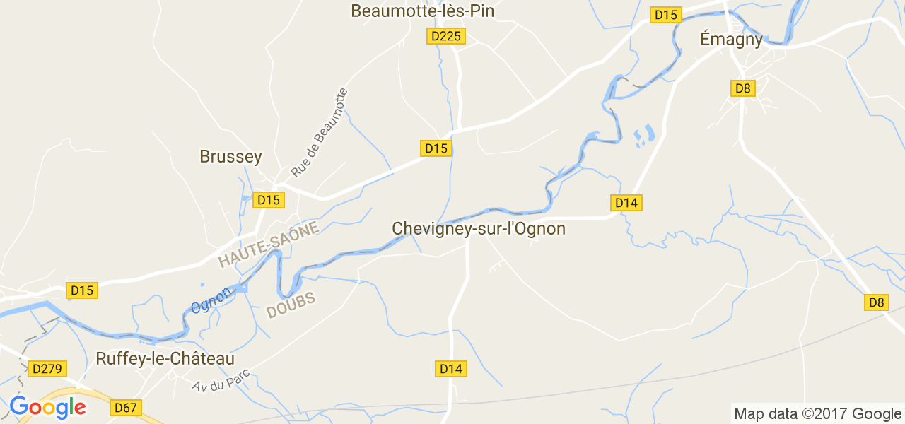 map de la ville de Chevigney-sur-l'Ognon