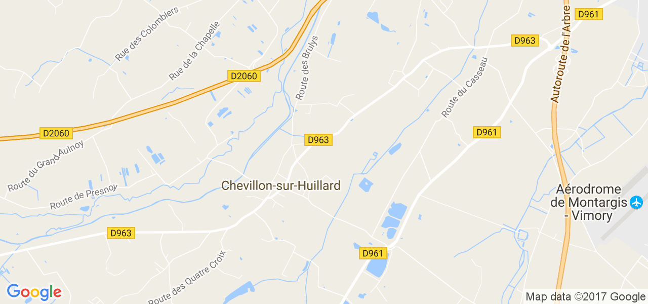 map de la ville de Chevillon-sur-Huillard