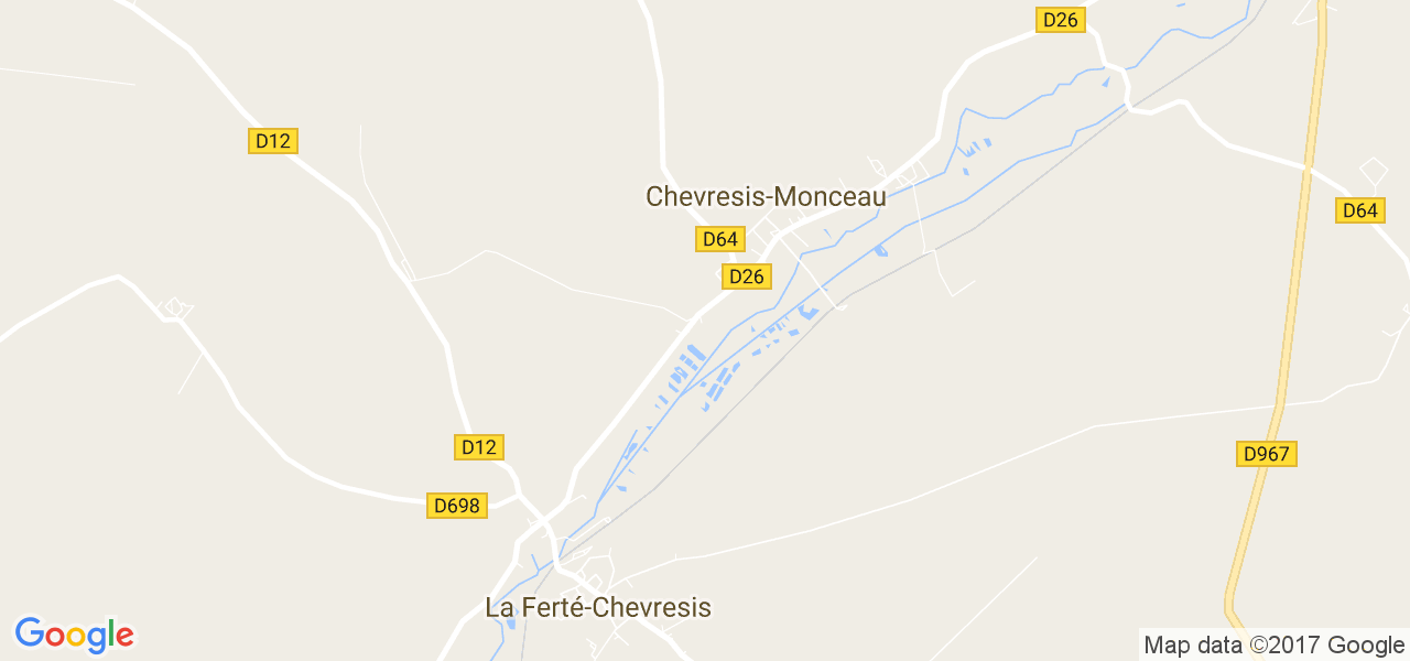 map de la ville de Chevresis-Monceau