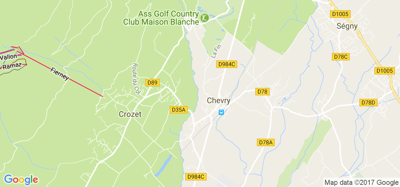 map de la ville de Chevry