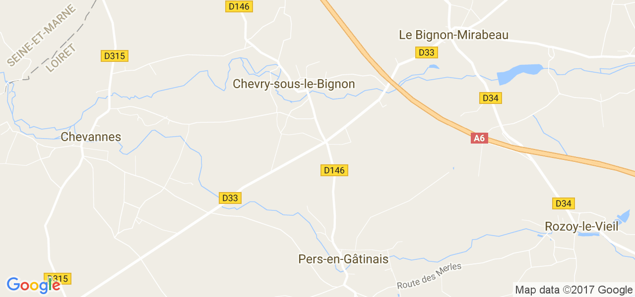 map de la ville de Chevry-sous-le-Bignon