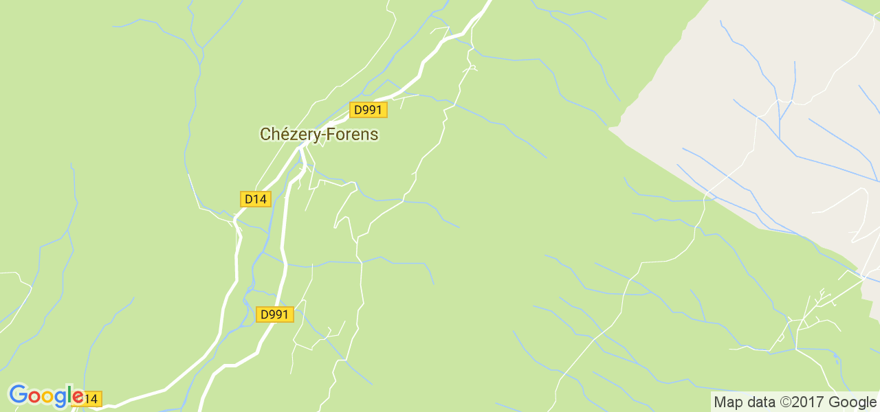 map de la ville de Chézery-Forens