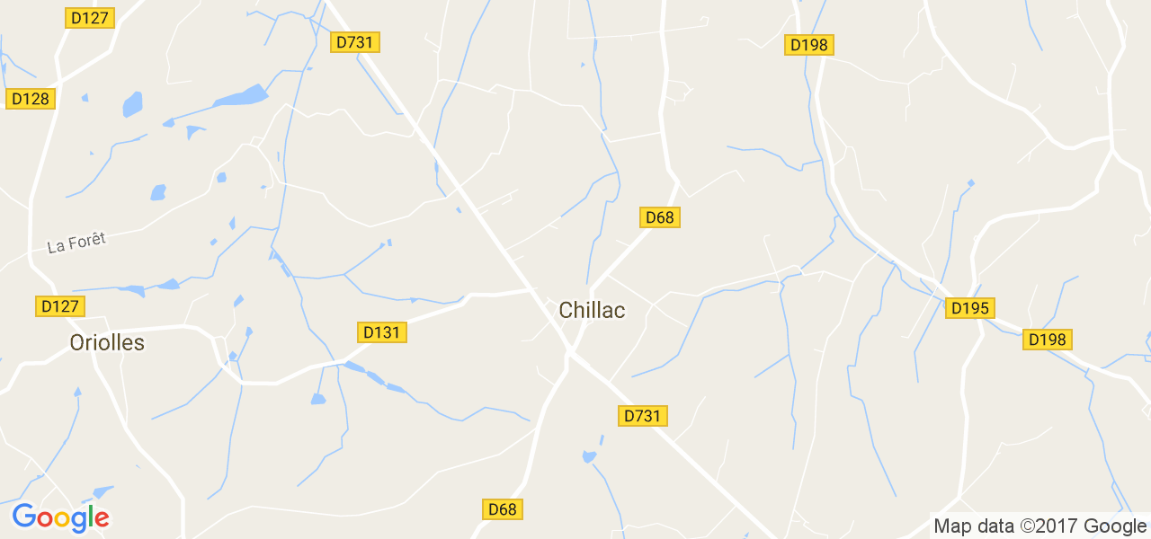 map de la ville de Chillac