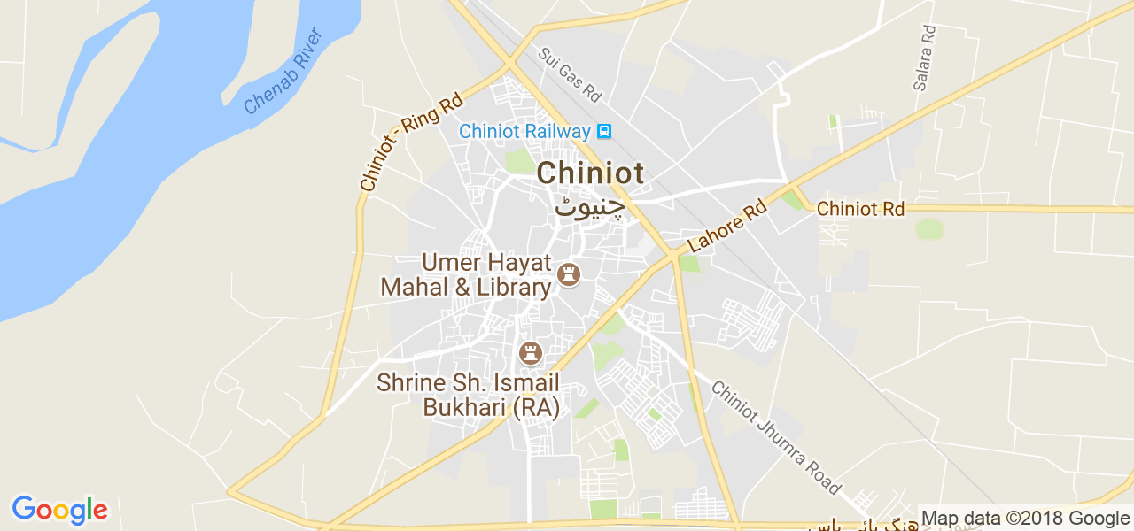 map de la ville de Chiniot