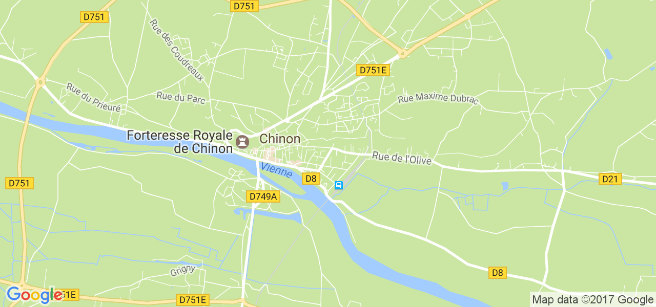 map de la ville de Chinon