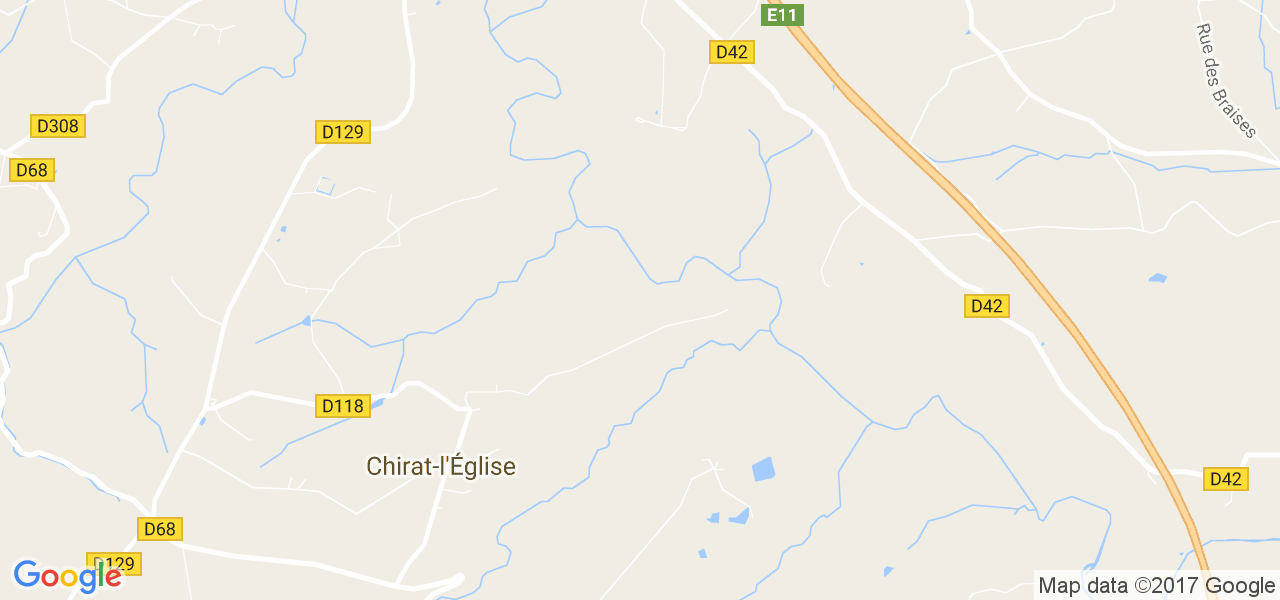 map de la ville de Chirat-l'Église