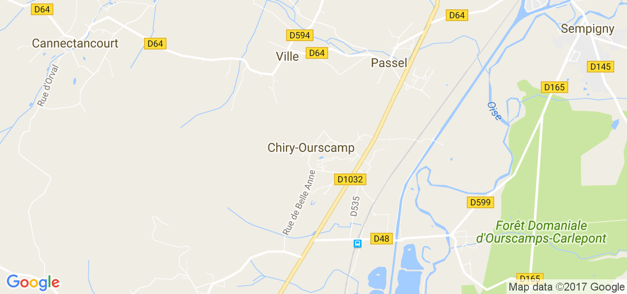 map de la ville de Chiry-Ourscamp