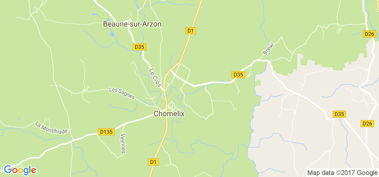 map de la ville de Chomelix