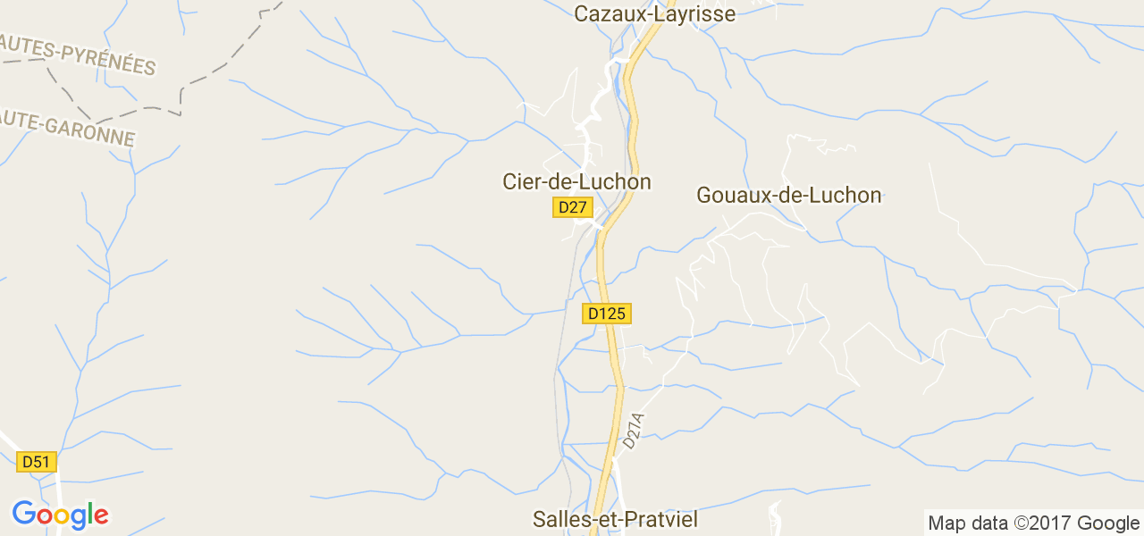 map de la ville de Cier-de-Luchon