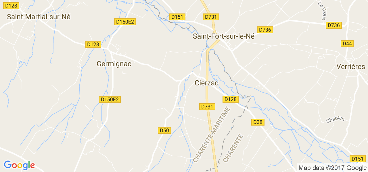 map de la ville de Cierzac