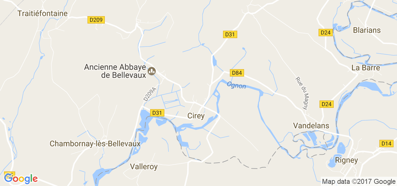 map de la ville de Cirey