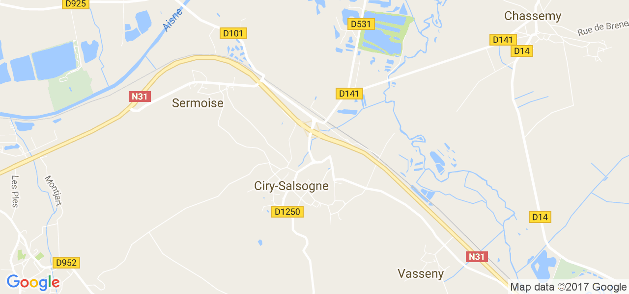 map de la ville de Ciry-Salsogne