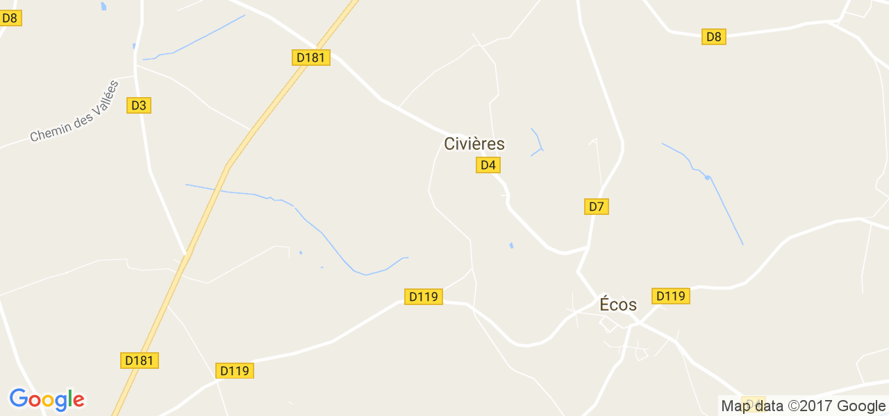 map de la ville de Civières