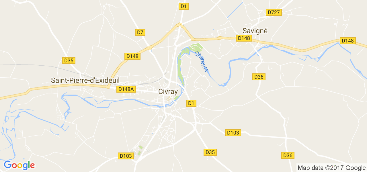 map de la ville de Civray