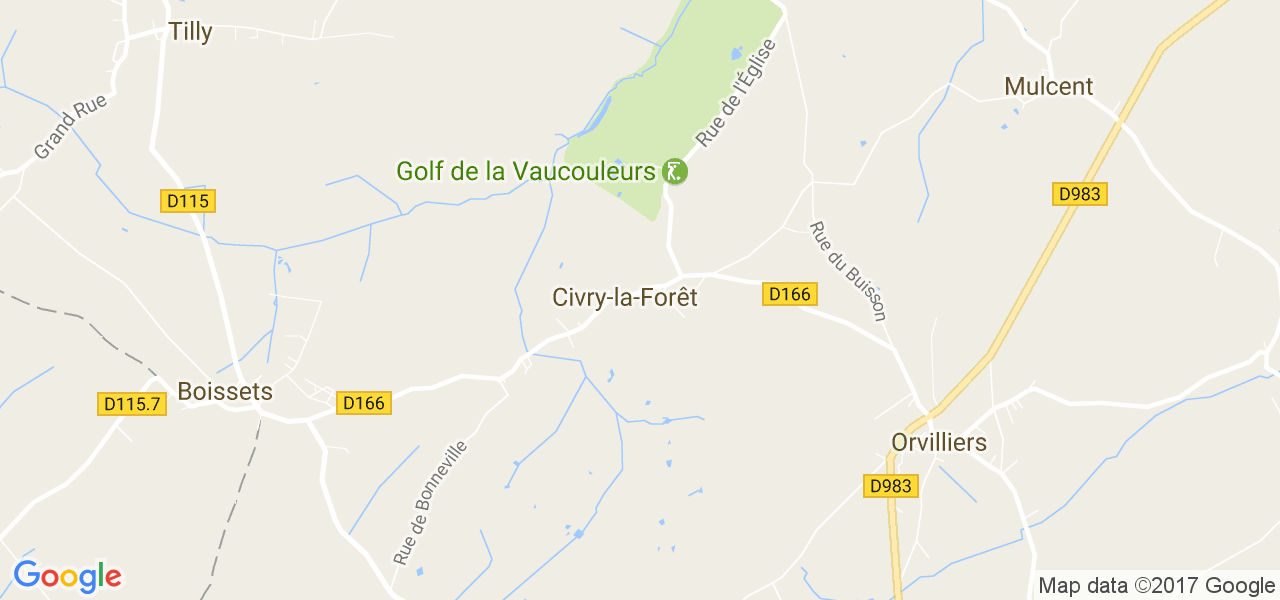 map de la ville de Civry-la-Forêt