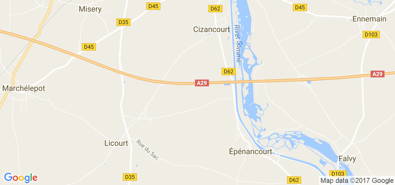 map de la ville de Cizancourt